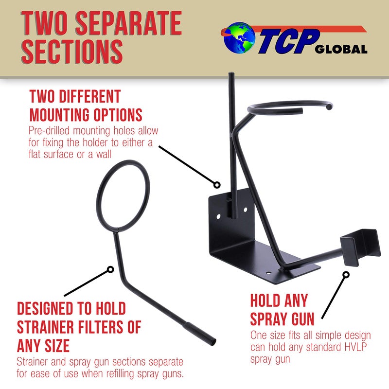 TCP Global Gravity Feed Paint Gun Holder - Wall or Bench Mount, HVLP Spray Gun Holder - Image 3